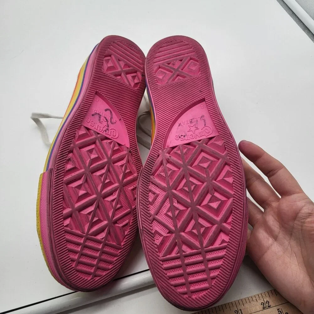 Converse Womens CTAS Lift Ox Pink Tan Rainbow Platform Sneakers Shoes Sz US 10 - Picture 8 of 9